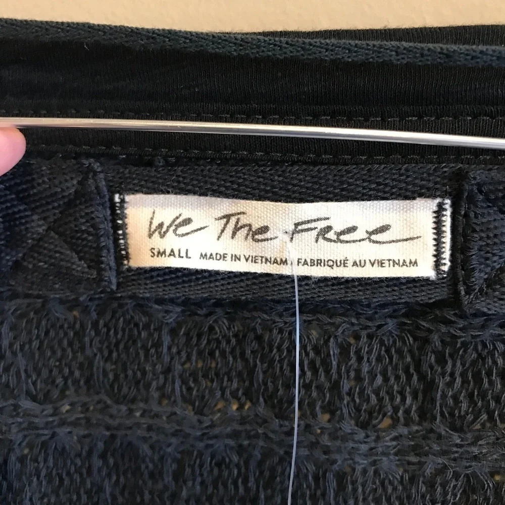 We The Free Hacci Washed  Black Open Knit Small